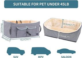 img 3 attached to Petsfit Dog Car Seat: Pet Travel Booster Seat with Safety Belt, Washable Double-Sided Cushion, and Storage Pocket for Pets