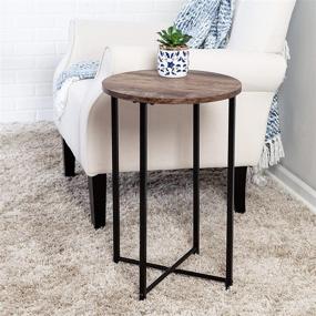 img 3 attached to 🪑 Honey-Can-Do Round Side Table with X-Pattern Base, Natural TBL-09247 Black,20 lbs" - The Perfect Blend of Style and Function: Honey-Can-Do Round Side Table with X-Pattern Base for a Natural and Contemporary Look, 20 lbs