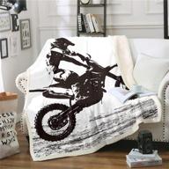 🏍️ erosebridal teens dirt bike sherpa blanket: motocross rider throw blanket for kids - motorbike sport plush bed blanket throw size - motorcycle extreme sport fuzzy blanket for boys and girls - nursery bed blankets logo