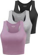 👚 women's 3-pack of sports crop tank tops: racerback workout tanks for running, yoga, and gym - sleeveless cotton crop tops logo