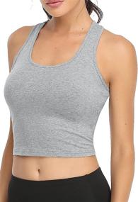 img 2 attached to 👚 Women's 3-Pack of Sports Crop Tank Tops: Racerback Workout Tanks for Running, Yoga, and Gym - Sleeveless Cotton Crop Tops