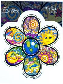 img 1 attached to 🌍 Dan Morris Earth Celestial Flower Sticker/Decal - UV In/Out Weather Protected, Long Lasting - 4.75"x5