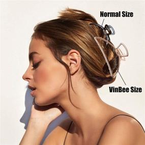 img 3 attached to 🌼 VinBee 3 Pack Metal Hair Claw Clips Hair Catch Barrette Jaw Clamp Set - Ideal for Thick Hair, Half Bun Hairpins - Silver, Gold, Rose Gold