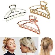 🌼 vinbee 3 pack metal hair claw clips hair catch barrette jaw clamp set - ideal for thick hair, half bun hairpins - silver, gold, rose gold logo