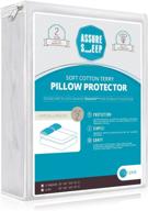 💦 l'cozee set of 2 waterproof pillow covers - standard- queen size zippered pillow encasement with trainzip technology and triple seal protection - cotton terry fabric - enhanced seo logo