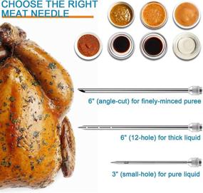 img 3 attached to 🔥 BBQ Grill and Smoker Marinade Injector Set with 3 Professional Needles, Enhances Meat & Poultry Flavors, Perfect for Turkey, Brisket, and More