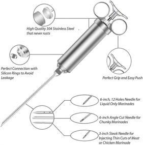 img 2 attached to 🔥 BBQ Grill and Smoker Marinade Injector Set with 3 Professional Needles, Enhances Meat & Poultry Flavors, Perfect for Turkey, Brisket, and More