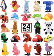 🎁 24 pack assorted mini wind-up toys for kids party favors - birthday goody bag fillers, preschool toys for boys & girls, perfect children's gifts, pinata filler, carnival prizes, classroom rewards logo