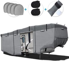 img 4 attached to 🚐 RVMasking 6-Layer Windproof Camper Cover for 31'1" - 34' RV with Tire Covers and Gutter Cover - Anti-UV Protection to Prevent Sun Damage and Top Tearing