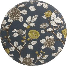 img 1 attached to Navy Floral Round Upholstered Storage Ottoman by HomePop