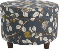 navy floral round upholstered storage ottoman by homepop logo