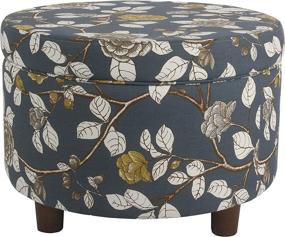 img 4 attached to Navy Floral Round Upholstered Storage Ottoman by HomePop