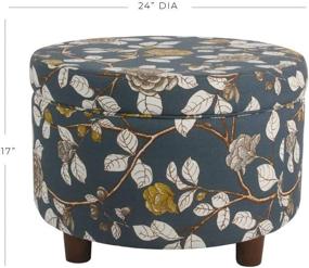 img 3 attached to Navy Floral Round Upholstered Storage Ottoman by HomePop