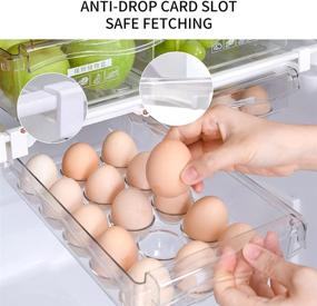 img 3 attached to 🥚 Slide Out Refrigerator Organizer Bins with Handle - 2 Pack Clear Fridge Storage Solution with Egg Holder