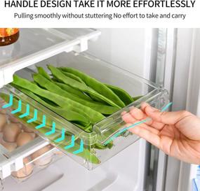 img 2 attached to 🥚 Slide Out Refrigerator Organizer Bins with Handle - 2 Pack Clear Fridge Storage Solution with Egg Holder