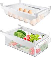 🥚 slide out refrigerator organizer bins with handle - 2 pack clear fridge storage solution with egg holder logo