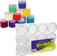 🔲 set of 12 clear slime storage containers - 6 oz plastic jars and lids for slime kit creations and supplies - airtight and bpa free containers - ideal for storing theraputty logo