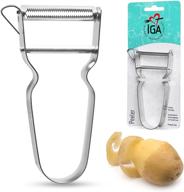 🥔 iga - supreme stainless steel peeler for potatoes, pears, carrots, cucumbers, fruits, and vegetables - easy to use and dishwasher safe logo