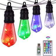 🌈 color changing outdoor string lights 54ft with 15 edison plastic bulbs - waterproof hanging lights for patio, gardens, weddings, parties, and backyard decor логотип