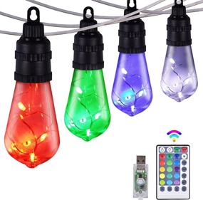 img 4 attached to 🌈 Color Changing Outdoor String Lights 54Ft with 15 Edison Plastic Bulbs - Waterproof Hanging Lights for Patio, Gardens, Weddings, Parties, and Backyard Decor