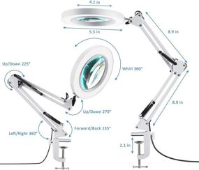 img 1 attached to 🔍 Lancosc 2-in-1 Magnifying Glass with Light and Stand - Stepless Dimmable, 5-Diopter Real Glass Desk Lamp & Clamp - LED Lighted Magnifier for Repair, Reading, Crafts