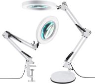 🔍 lancosc 2-in-1 magnifying glass with light and stand - stepless dimmable, 5-diopter real glass desk lamp & clamp - led lighted magnifier for repair, reading, crafts логотип