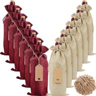 burlap wine bottle bags - 12pcs wine gift bags with drawstrings, tags & ropes 🍷 - reusable wine bottle covers for christmas, weddings, birthdays, travel, holiday parties, housewarming gifts, and home storage logo