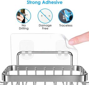 img 1 attached to 🧼 ODesign Soap Dish Holder with 6 Hooks: Rustproof Stainless Steel Wall Mounted Bathroom Shower and Kitchen Organizer - No Drilling Required