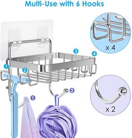 img 2 attached to 🧼 ODesign Soap Dish Holder with 6 Hooks: Rustproof Stainless Steel Wall Mounted Bathroom Shower and Kitchen Organizer - No Drilling Required