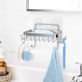 img 3 attached to 🧼 ODesign Soap Dish Holder with 6 Hooks: Rustproof Stainless Steel Wall Mounted Bathroom Shower and Kitchen Organizer - No Drilling Required