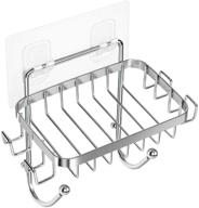 🧼 odesign soap dish holder with 6 hooks: rustproof stainless steel wall mounted bathroom shower and kitchen organizer - no drilling required logo