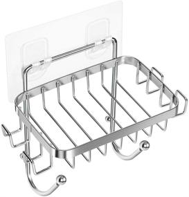 img 4 attached to 🧼 ODesign Soap Dish Holder with 6 Hooks: Rustproof Stainless Steel Wall Mounted Bathroom Shower and Kitchen Organizer - No Drilling Required