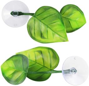 img 1 attached to 🐠 Set of 4 Betta Fish Leaf Pads with Suction Cup, Lystaii Betta Bed Leaf Hammock - Double Leaf Design, Lightweight and Realistic Resting Spot - Breeding Decoration for Comfortable Laying and Hiding Habitat
