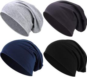 img 4 attached to 🧢 Outus 4 Pack Thin Knit Slouchy Beanie Hats - Unisex Hip-Hop Sleep Cap Dwarf Hat