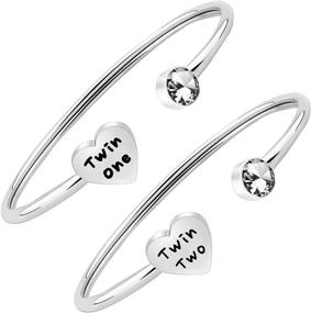 img 4 attached to 👯 Gzrlyf Twin Cuff Bracelets - Stylish Jewelry & Unique Gifts for Twins