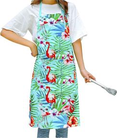 img 2 attached to Tropical Flamingo Baking Cooking Apron for Women and Men - Zihuatailor with Convenient Pockets