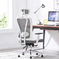 🪑 cedric ergonomic mesh office chair with adjustable lumbar support - white swivel desk chair with armrest and headrest, soft cushion seat логотип