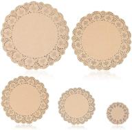 🍰 enhance your food presentation with 250 pack of brown paper lace doilies- 5 assorted sizes, perfect for cakes and decorative placemats logo