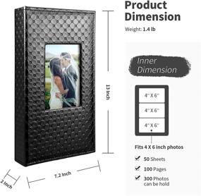 img 3 attached to 📷 Premium Black Leather Photo Album: Classic Window Cover Design, Acid-Free Pages, Holds 300 4x6 Photos, Perfect for Family, Wedding, Baby & Pet Pictures