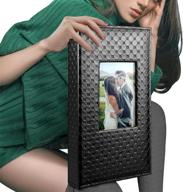 📷 premium black leather photo album: classic window cover design, acid-free pages, holds 300 4x6 photos, perfect for family, wedding, baby & pet pictures logo
