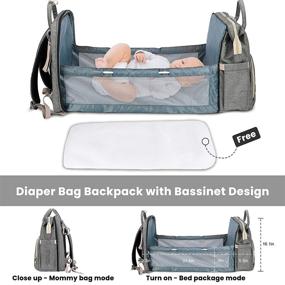 img 2 attached to 🎒 Diaper Bag Backpack with Bassinet - Spacious Nappy Changing Bag for Travel Crib, Waterproof Baby Backpack with Large Capacity - Ideal for Boys and Girls