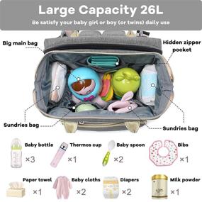 img 3 attached to 🎒 Diaper Bag Backpack with Bassinet - Spacious Nappy Changing Bag for Travel Crib, Waterproof Baby Backpack with Large Capacity - Ideal for Boys and Girls