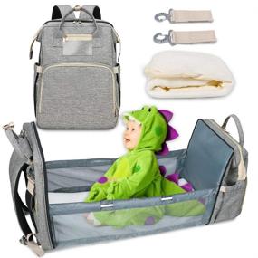 img 4 attached to 🎒 Рюкзак для пеленания с люлькой - Просторная сумка для путешествий для пеленания, водонепроницаемый детский рюкзак с большой вместительностью - Идеально подходит для мальчиков и девочек