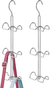 img 4 attached to mDesign Chrome Metal Wire Over the Closet Rod Hanging Storage Organizer for Purses, Backpacks, and Handbags - 2 Pack