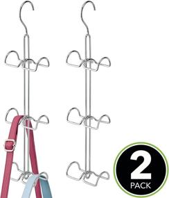 img 3 attached to mDesign Chrome Metal Wire Over the Closet Rod Hanging Storage Organizer for Purses, Backpacks, and Handbags - 2 Pack