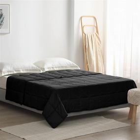 img 2 attached to 🌙 Exclusivo Mezcla Black Weighted Blanket (60"x80" 15lbs): Luxurious 7-Layer Twin Size Heavy Blanket with Premium Glass Beads for Deep Relaxation and Better Sleep