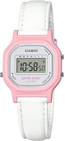 img 1 attached to Женские кварцевые часы Casio: белый кожаный/синтетический ремешок, модель LA-11WL-4ACF