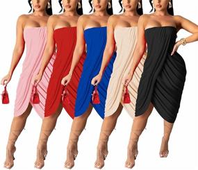 img 2 attached to Remelon Summer Bodycon Ruched Dresses for Women's Clothing