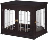 🏠 unipaws furniture style dog crate end table with cushion | wooden wire pet kennels | double door medium and large dog house indoor use логотип