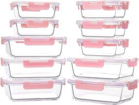 img 4 attached to Leak Proof Glass Meal Prep Containers with Lids - Set of 10, Microwave & Freezer Safe, Glass Food Storage Containers